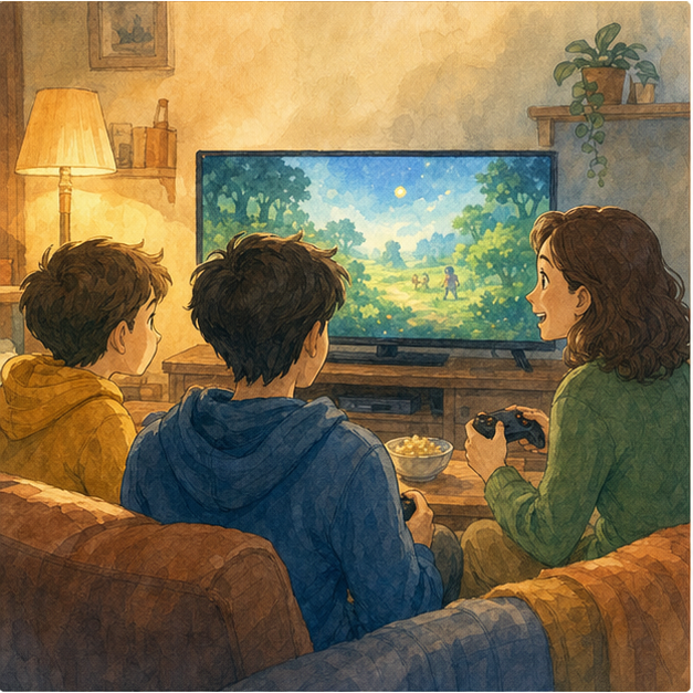 English lesson illustration for Playing Video Games