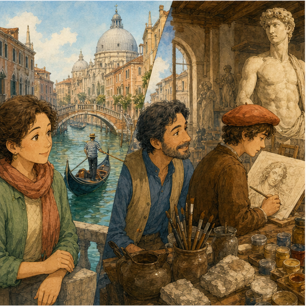 Italy lesson illustration 3: Venice and Florence Tell Different Stories