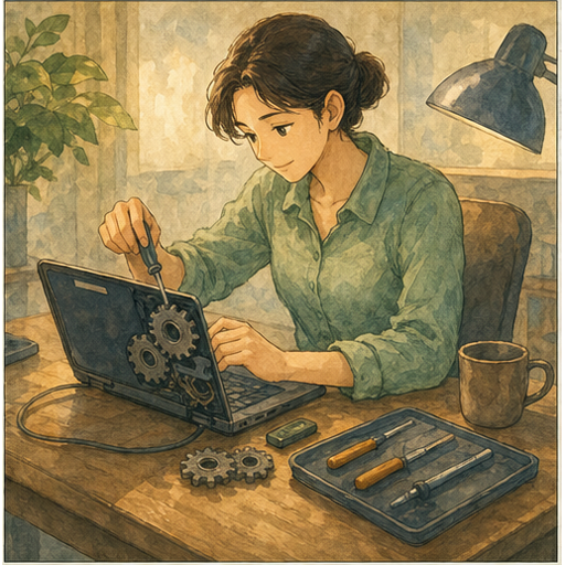 Illustration 6: Show a modern workplace scene where AI assistance, human review, privacy, and responsib...