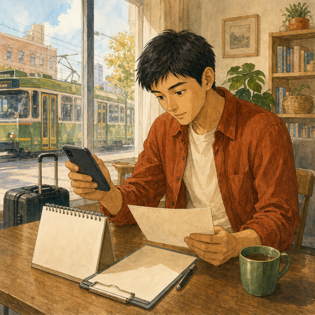 English lesson illustration for Working Holiday in Melbourne: Coffee, Culture, and Cafe Work