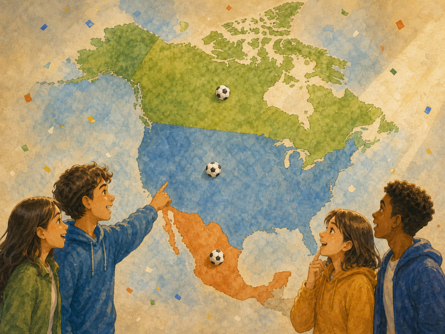 A map highlights Canada, Mexico, and the United States.